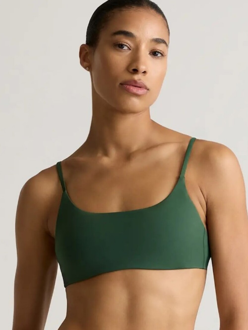 Quince Italian Scoop Neck Bikini Swimsuit Top Large New Women's Palm Green